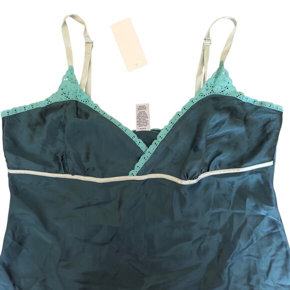 Vintage Y2K‎ Silk Floral GAP Tank Top Green Size Large Babydoll - Picture 7 of 11